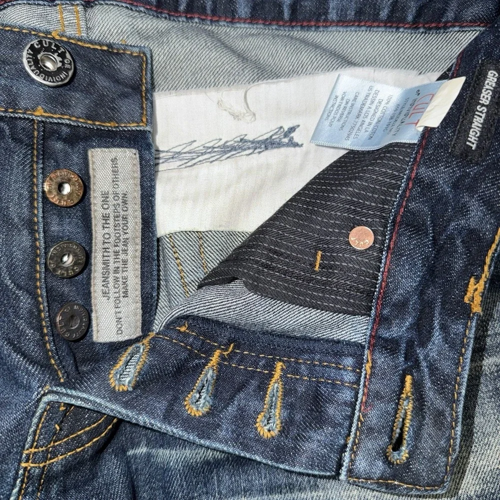 Cult Of Individuality Greaser Straight Japanese Selvedge Jeans Mens 32X33.5 Moto